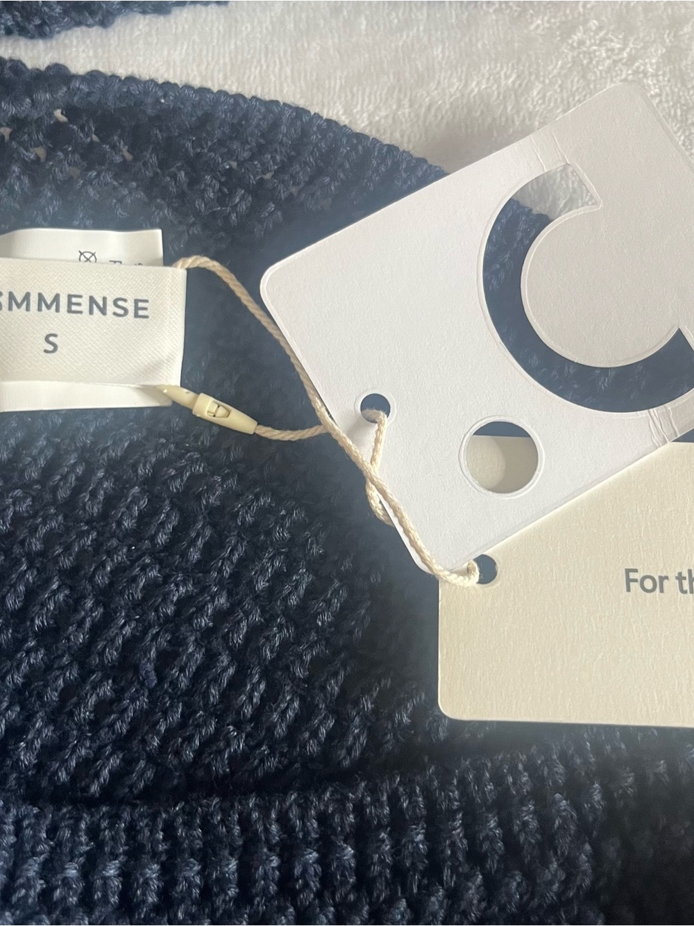 Commense Navy Off-the-Shoulder Diagonal Button Folded Collar Knit Sweater S~NWT - Picture 3 of 12
